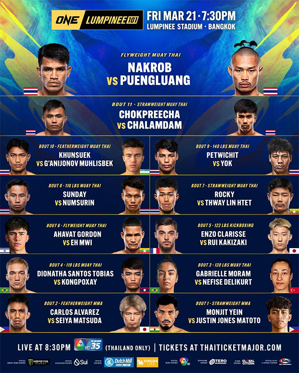 دانلود رویداد موی تای :  ONE Friday Fights 101: Nakrob vs. Puengluang