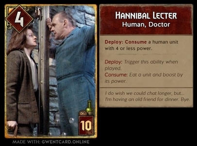 Hannibal Lecter Silence of the Lambs Cinema Gwent Card